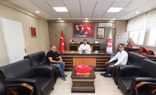 Anadolu Ajansı (AA) Hatay İl Temsilcisi Erdal TÜRKOĞLU ile AA Muhabiri Salih TAŞ'ı Makamında Kabulü